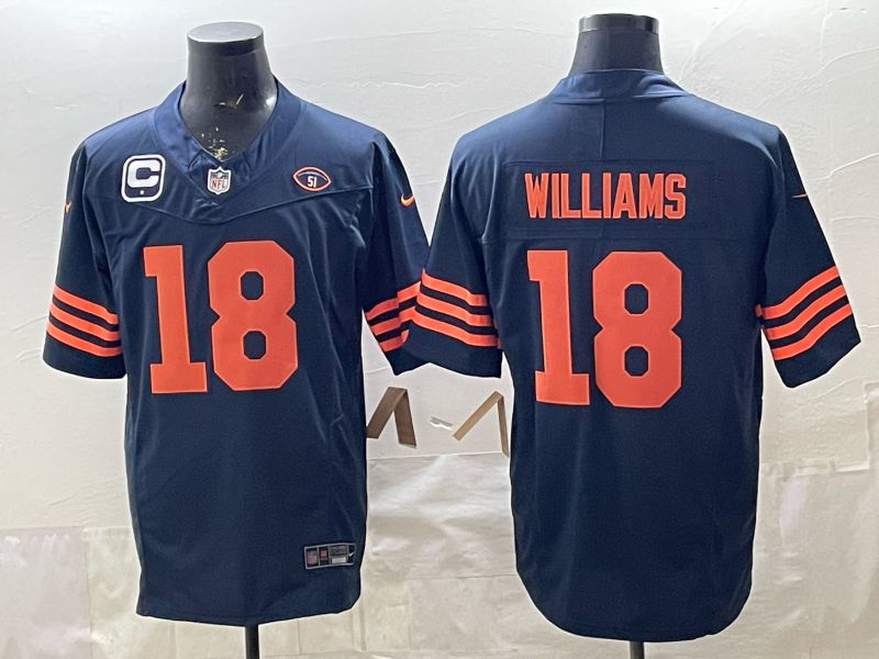 Men 2026 Chicago Bears #18 Williams Blue 3th generations Nike Limited NFL Jersey style 007